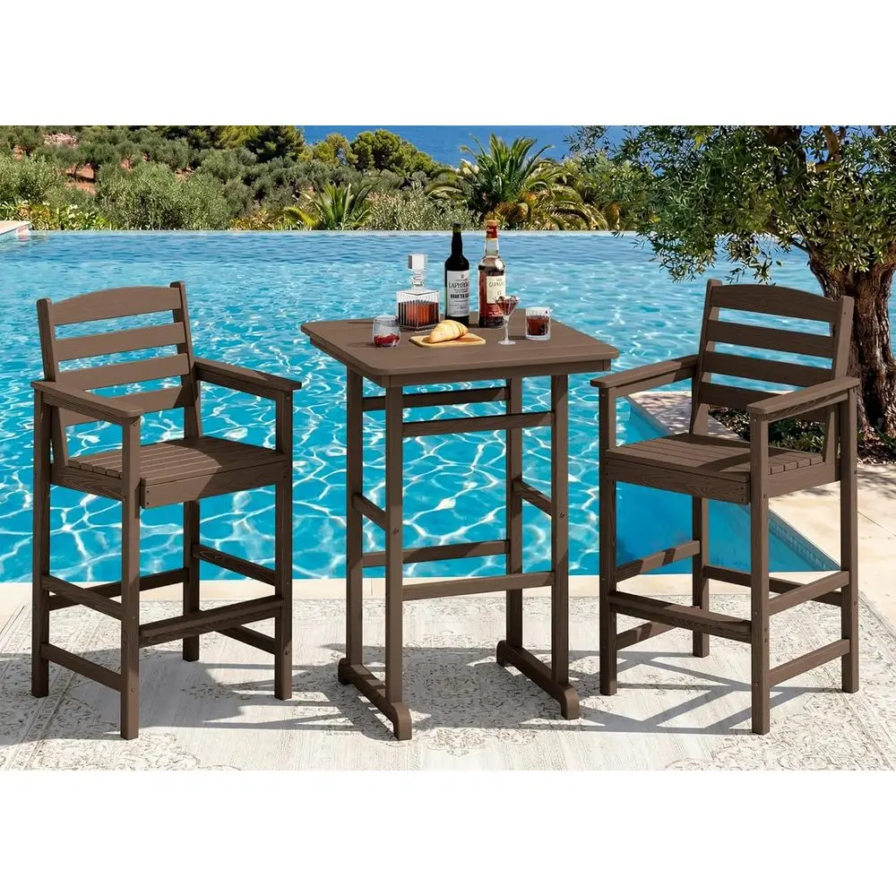 High-Density Polyethylene Outdoor Patio Bar Set, Tall Adirondack Style 3-Piece Bar Furniture Set
High-Density Polyethylene Outdoor Patio Bar Set, Tall Adirondack Style 3-Piece Bar Furniture Set