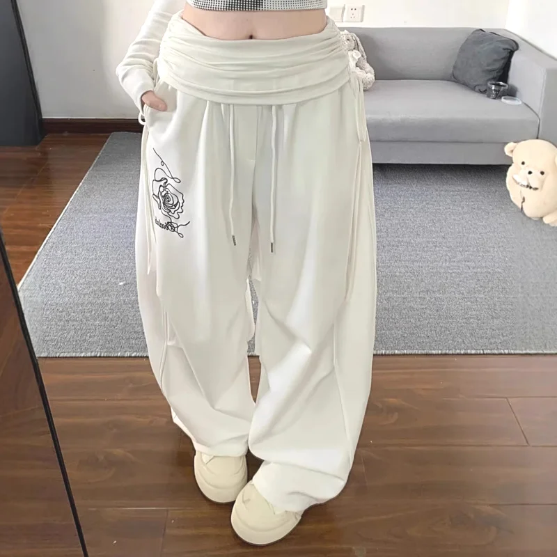 Rose Embroidery Ins Women Floor Pants Trendy Splicing Drawstring Lazy Wide Leg Casual Pants Summer Loose Comfortable Sweatpants
Rose Embroidery Ins Women Floor Pants Trendy Splicing Drawstring Lazy Wide Leg Casual Pants Summer Loose Comfortable Sweatpants