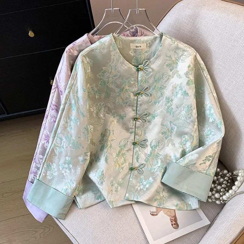 Новый китайский стиль Hanfu, жаккардовая парча на пуговицах, кардиган с длинными рукавами и вышивкой для тяжелой промышленности, женское пальто
Новый китайский стиль Hanfu, жаккардовая парча на пуговицах, кардиган с длинными рукавами и вышивкой для тяжелой промышленности, женское пальто