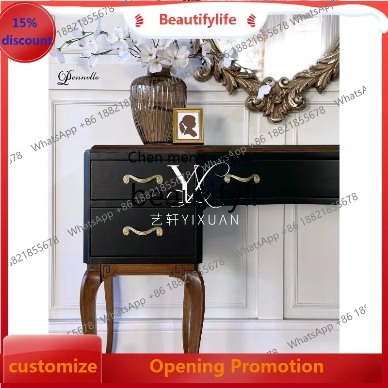S7486 ss French Retro Black Solid Wood Dressing Table Modern Simple Bedroom Storage Makeup Mirror Furniture Customization
S7486 ss French Retro Black Solid Wood Dressing Table Modern Simple Bedroom Storage Makeup Mirror Furniture Customization