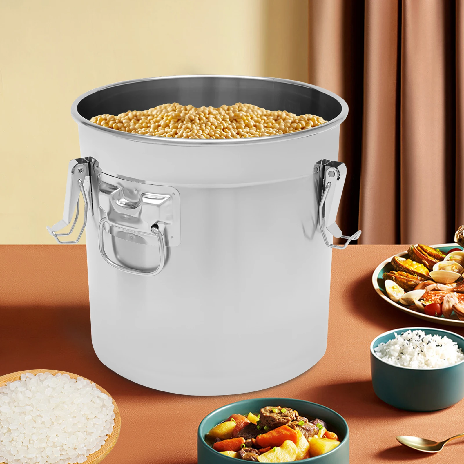 Bymaocar 21L/4.62Gal Airtight Stainless Steel Food Storage Container with Locking Lid, Large Capacity Kitchen Pantry Organizer
Bymaocar 21L/4.62Gal Airtight Stainless Steel Food Storage Container with Locking Lid, Large Capacity Kitchen Pantry Organizer