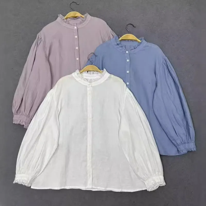 Johnature Autumn New Japanese Fungus Trimmed Linen Shirt 2025 New Forest Stand Up Collar Long Sleeve Round Neck Shirts Women
Johnature Autumn New Japanese Fungus Trimmed Linen Shirt 2025 New Forest Stand Up Collar Long Sleeve Round Neck Shirts Women