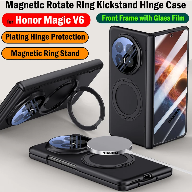 Hinge Protection Funda for Honor Magic V6 Case Magnetic Ring Stand Cover for Honor Magic V6 Case Front Frame with Glass Film
Hinge Protection Funda for Honor Magic V6 Case Magnetic Ring Stand Cover for Honor Magic V6 Case Front Frame with Glass Film