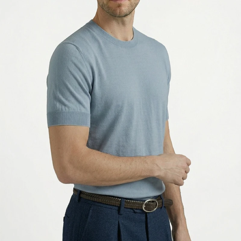 Men's Knitted Short Sleeve Men's Summer New Crew Neck T-Shirt Casual Half Sleeve Top
Men's Knitted Short Sleeve Men's Summer New Crew Neck T-Shirt Casual Half Sleeve Top