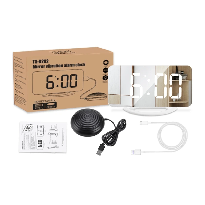 KX4B Mirror LED Digital Bedroom Clock Vibrating Alarm Clock Automatic Light-sensing
KX4B Mirror LED Digital Bedroom Clock Vibrating Alarm Clock Automatic Light-sensing
