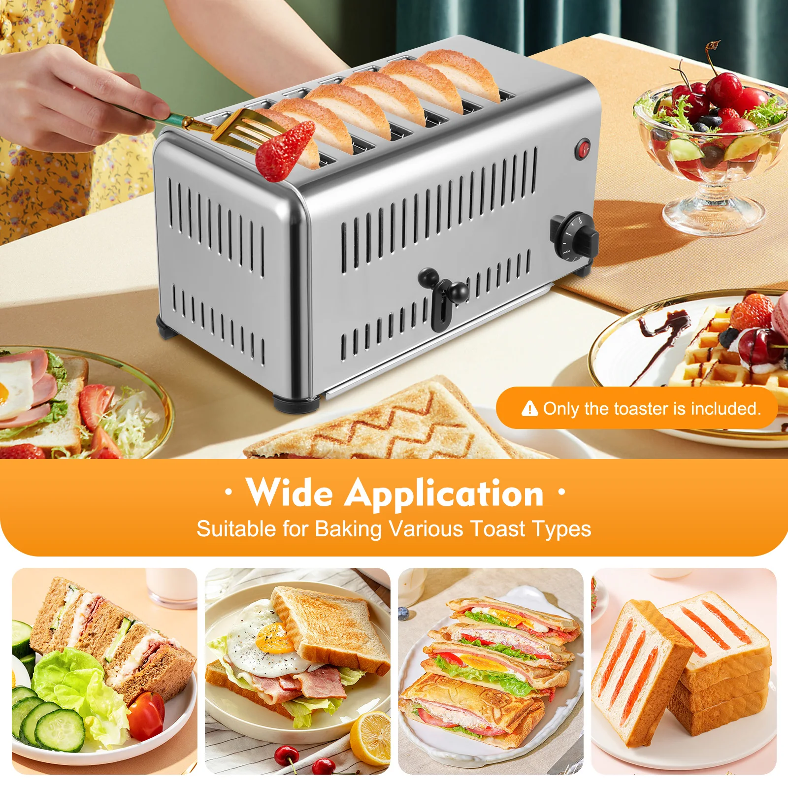 6 Slice Stainless Steel Commercial Toaster, 1680W AC110V Bread Baking Machine for Home, Restaurant, Bakery, and Dessert Store
6 Slice Stainless Steel Commercial Toaster, 1680W AC110V Bread Baking Machine for Home, Restaurant, Bakery, and Dessert Store