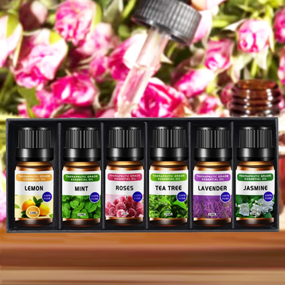 6 essential oils set 10ml lavender rose plant essential oil air purification supplies.
6 essential oils set 10ml lavender rose plant essential oil air purification supplies.