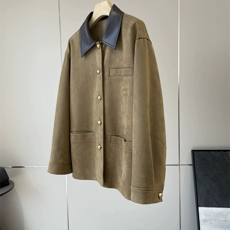Loose Outerwear Suede Patchwork Dyed Leather Casual Style Women's Spring Fashion Luxury Quality Splicing Suede Coat
Loose Outerwear Suede Patchwork Dyed Leather Casual Style Women's Spring Fashion Luxury Quality Splicing Suede Coat