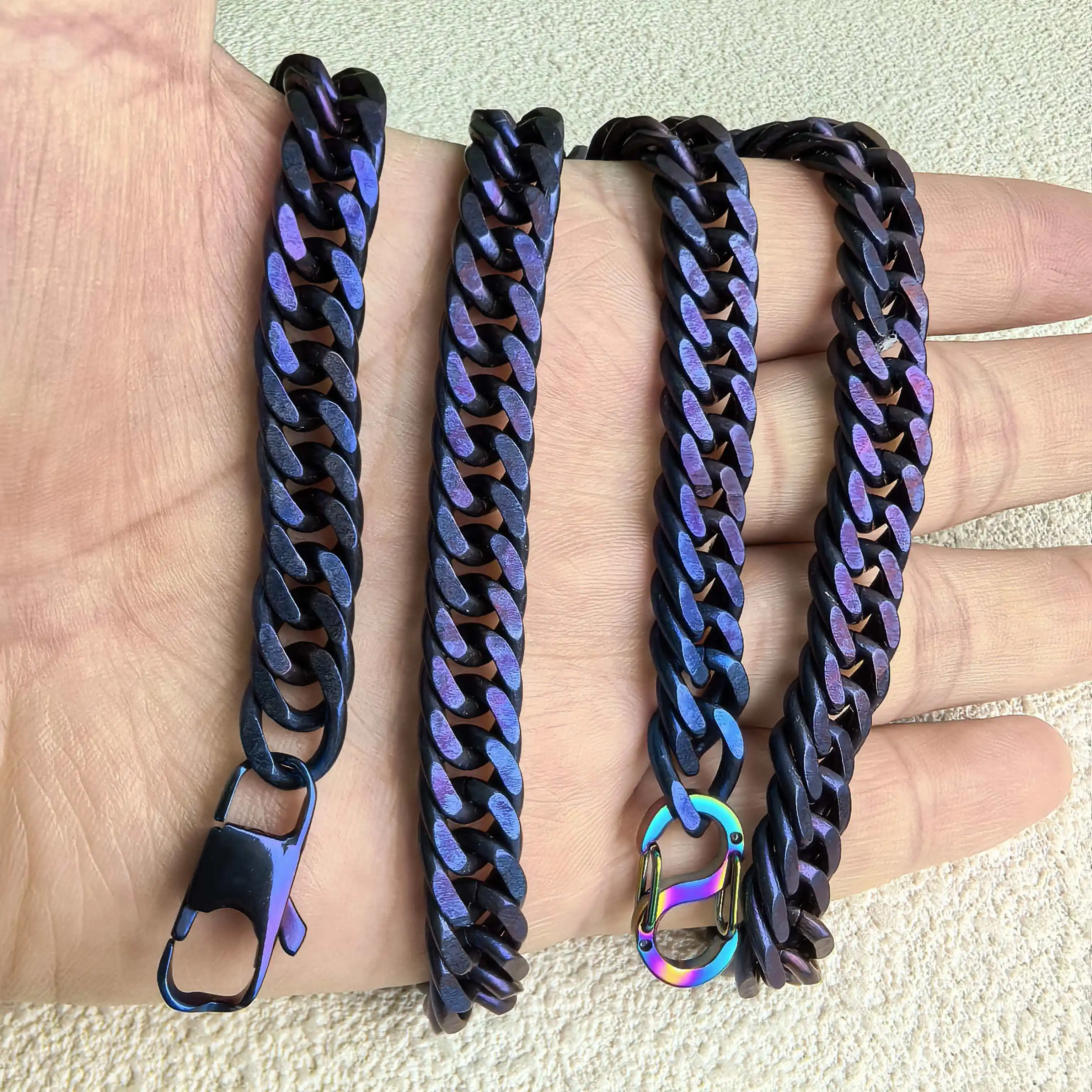 Pure titanium stone washed purple blue double row chain, simple and fashionable
Pure titanium stone washed purple blue double row chain, simple and fashionable