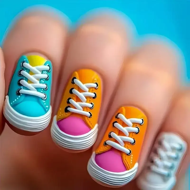 24-piece new-style nail stickers, multicolor fake nails, shoe and sneaker designs, candy-colored wearable nail art. 66
24-piece new-style nail stickers, multicolor fake nails, shoe and sneaker designs, candy-colored wearable nail art. 66