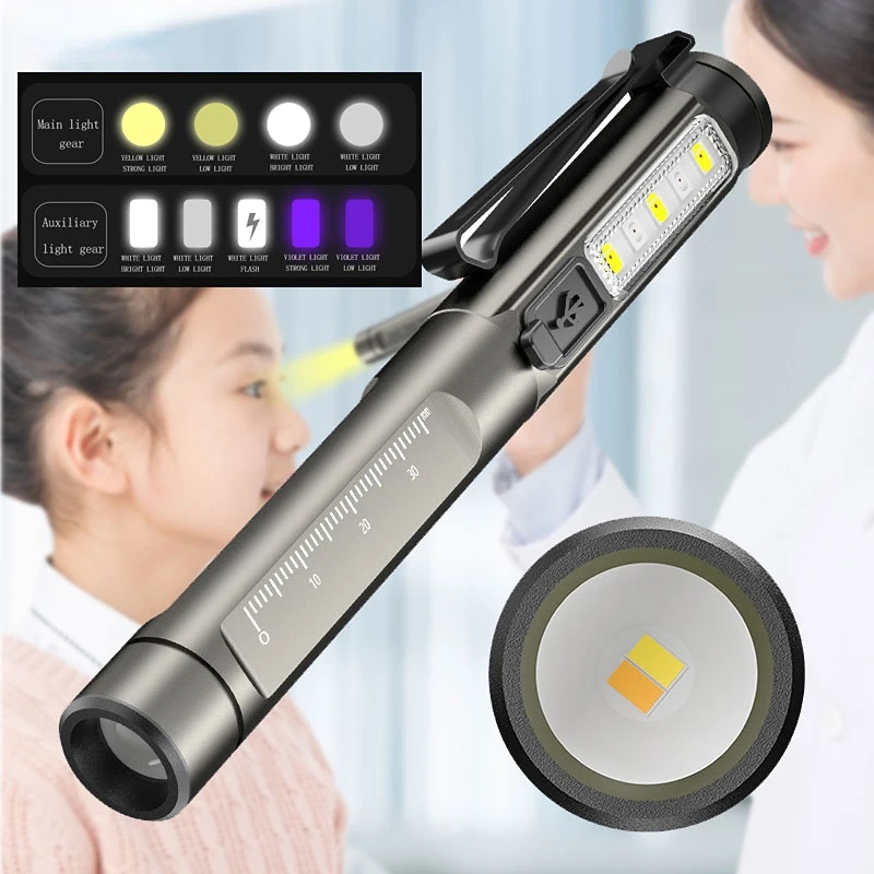 Portable LED Flashlight Mini Clip Pen Light Rechargeable Waterproof Pocket Medical Light Doctors Detection Torch Yellow+White
Portable LED Flashlight Mini Clip Pen Light Rechargeable Waterproof Pocket Medical Light Doctors Detection Torch Yellow+White