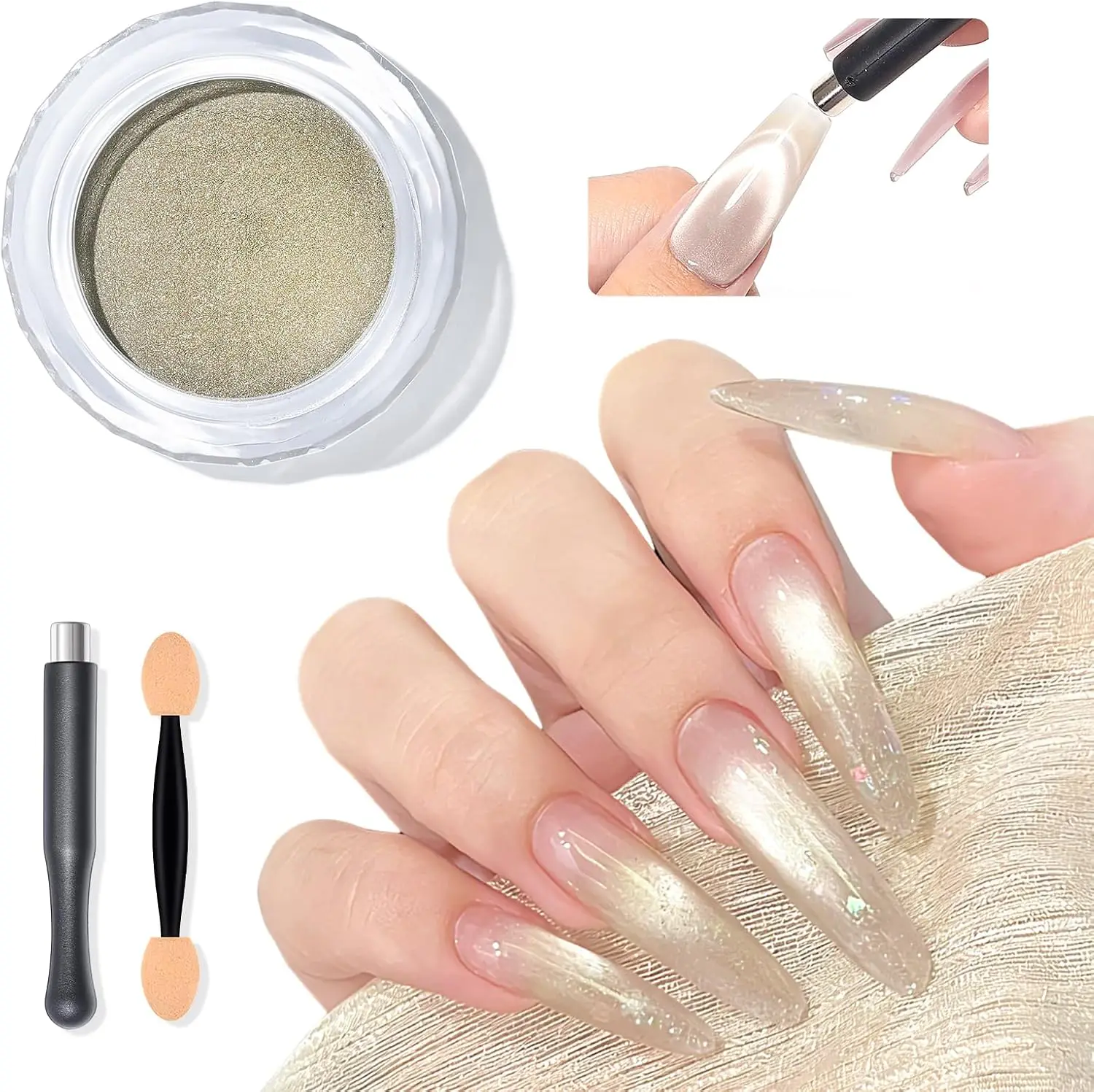 9D Cat Eye Chrome Nail Powder with Magnet Tool & Sponge Stick for Gel Polish Home DIY Salon Manicure
9D Cat Eye Chrome Nail Powder with Magnet Tool & Sponge Stick for Gel Polish Home DIY Salon Manicure