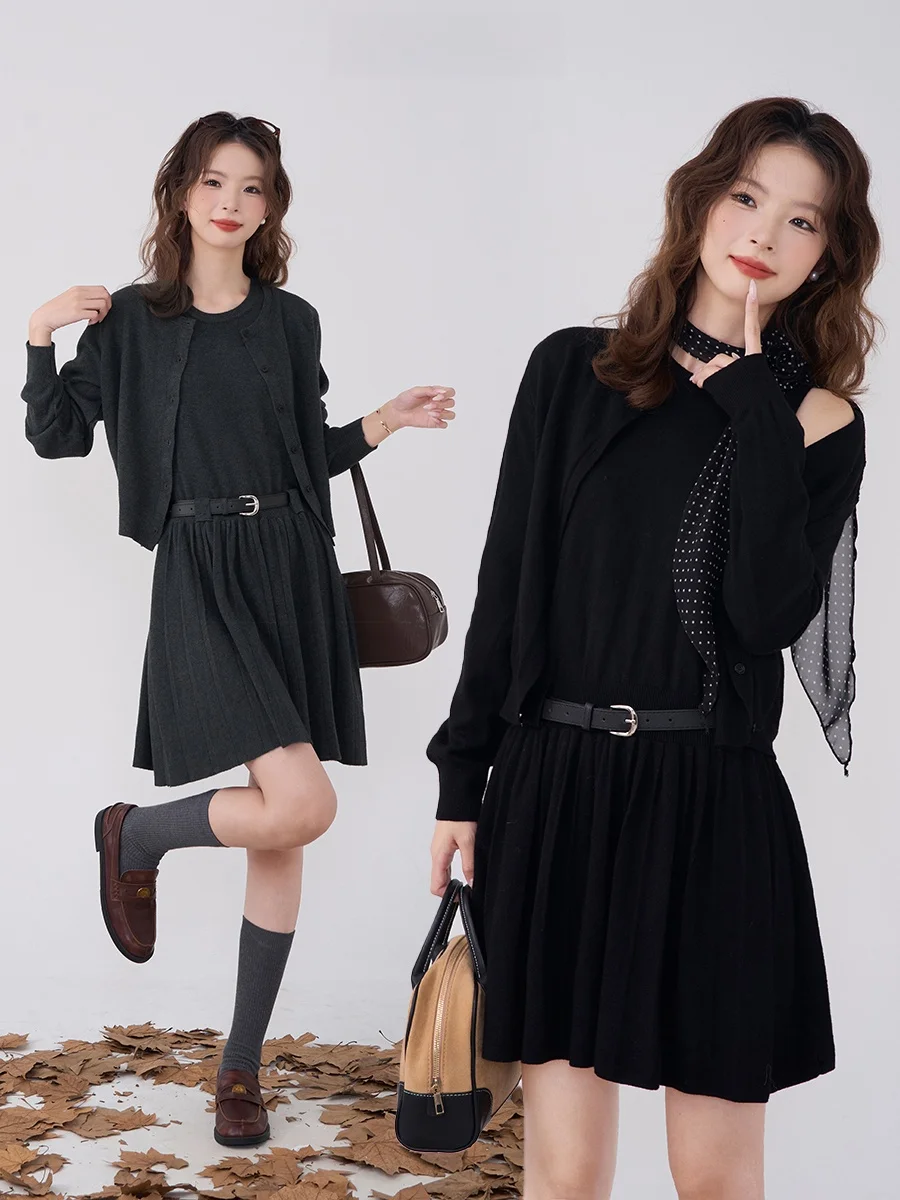 Корейский вязаный открытый кардиган и комплект юбки для женщин, осенний ансамбль Faion, повседневный круглый комплект Ne Long Sve из полиэстера
Корейский вязаный открытый кардиган и комплект юбки для женщин, осенний ансамбль Faion, повседневный круглый комплект Ne Long Sve из полиэстера