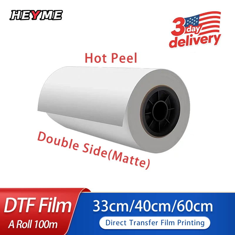 Heyme DTF Film Roll 33cm/40cm/60cm*100m PET Transfer Film Printing For Digital Inkjet For Direct Transfer Film Printing
Heyme DTF Film Roll 33cm/40cm/60cm*100m PET Transfer Film Printing For Digital Inkjet For Direct Transfer Film Printing