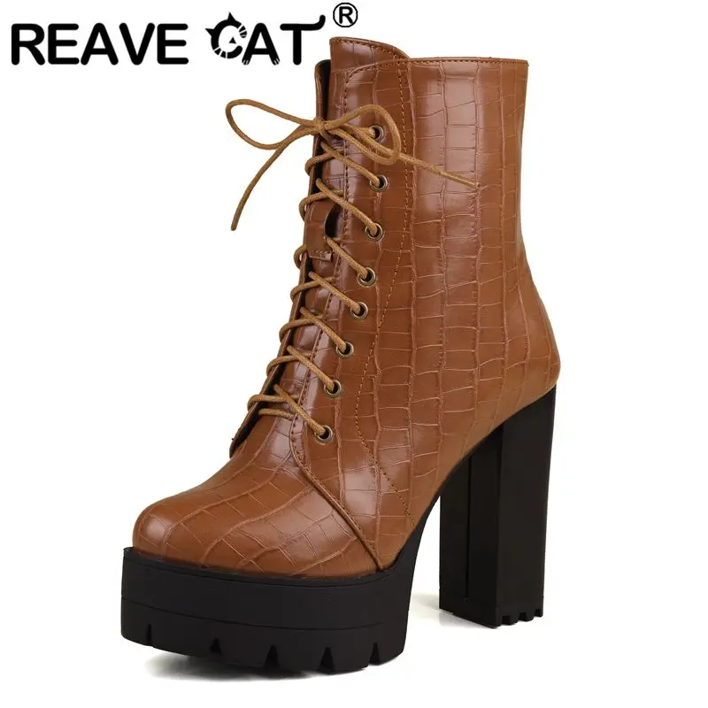 Женские ботильоны с круглым носком REAVE CAT, элегантные полусапожки на массивном каблуке 11,5 см, на платформе, со шнуровкой, размеры 46, 47, 48
Женские ботильоны с круглым носком REAVE CAT, элегантные полусапожки на массивном каблуке 11,5 см, на платформе, со шнуровкой, размеры 46, 47, 48