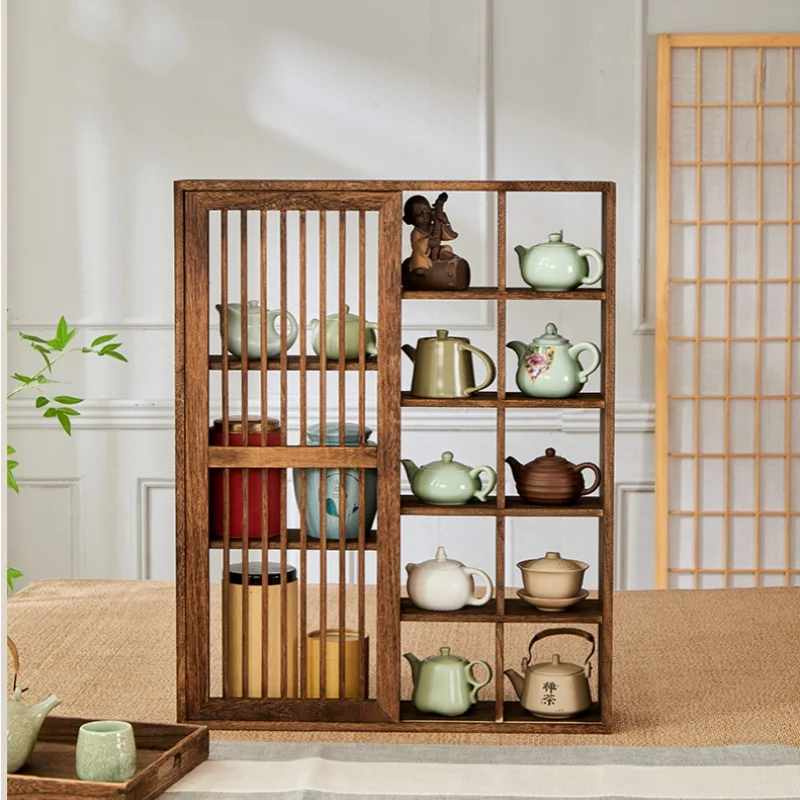 Solid Wood Chinese Tea Cup Holder Wall Mounted Teapot Display Stand Chinese Bogu Style Tea Shelf for Gongfu Tea Set Decorative
Solid Wood Chinese Tea Cup Holder Wall Mounted Teapot Display Stand Chinese Bogu Style Tea Shelf for Gongfu Tea Set Decorative
