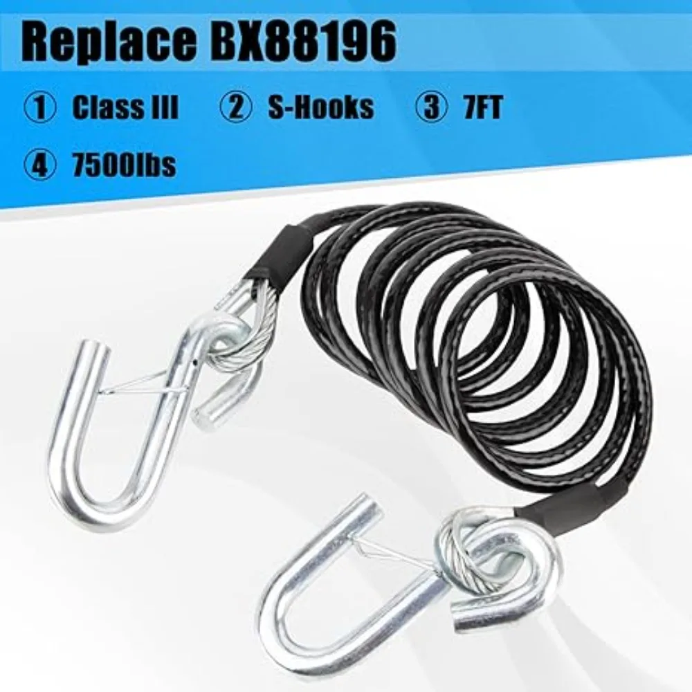 Автомобильный комплект кабелей безопасности, 2 шт., замена BX88196 для автофургонов класса III, безопасные кабели для прицепа с S-образными крючками, 7 футов, 7500 фунтов
Автомобильный комплект кабелей безопасности, 2 шт., замена BX88196 для автофургонов класса III, безопасные кабели для прицепа с S-образными крючками, 7 футов, 7500 фунтов