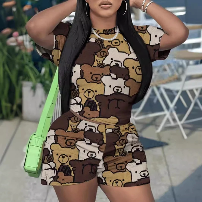 STYLISH LADY Bear Printed 2 Piece Set Women Short Sleeve O Neck T Shirt and Shorts Suits 2024 Summer Casual Fitness Tracksuits
STYLISH LADY Bear Printed 2 Piece Set Women Short Sleeve O Neck T Shirt and Shorts Suits 2024 Summer Casual Fitness Tracksuits