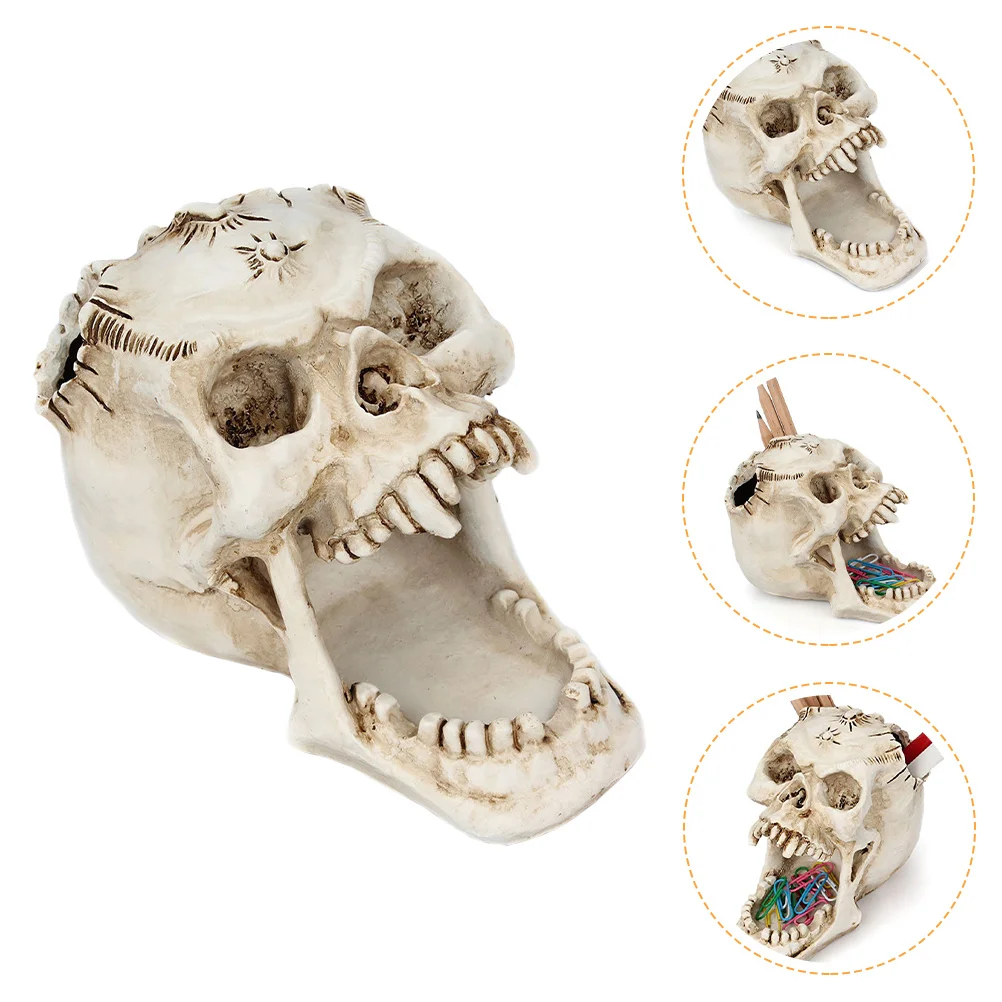 Skull Pen Holder Resin Decorative Desktop Organizer Pen Container Pencil Holder Makeup Brush Bucket Cosmetics Organizer for Home
Skull Pen Holder Resin Decorative Desktop Organizer Pen Container Pencil Holder Makeup Brush Bucket Cosmetics Organizer for Home