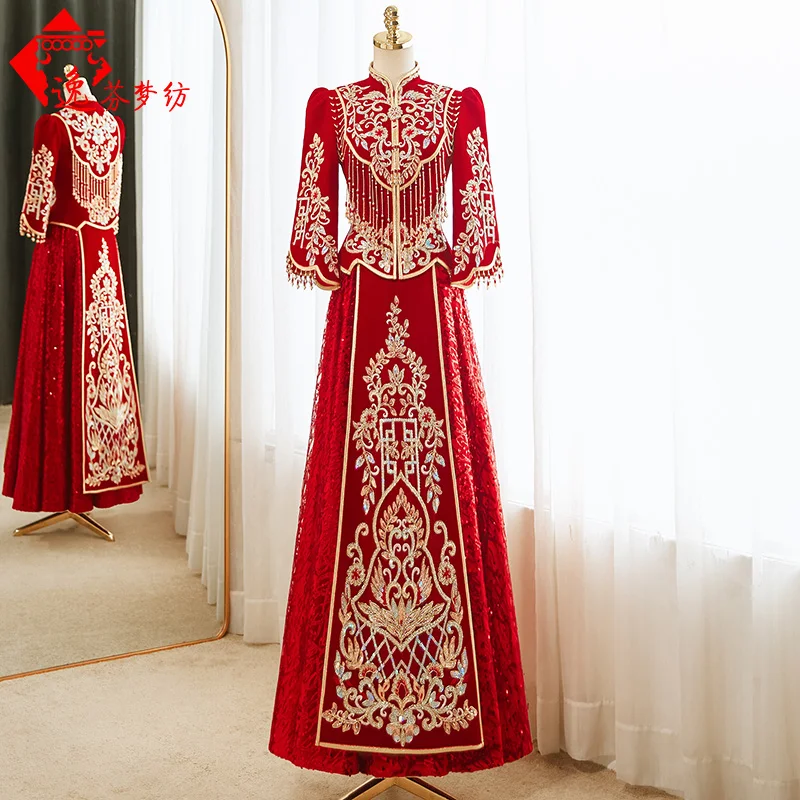 Wedding Gown XiuHui Sle New 2025 Heavy Embroidery Wedding Dr for Bride Slimming Chinese Sle Marriage Outfit
Wedding Gown XiuHui Sle New 2025 Heavy Embroidery Wedding Dr for Bride Slimming Chinese Sle Marriage Outfit