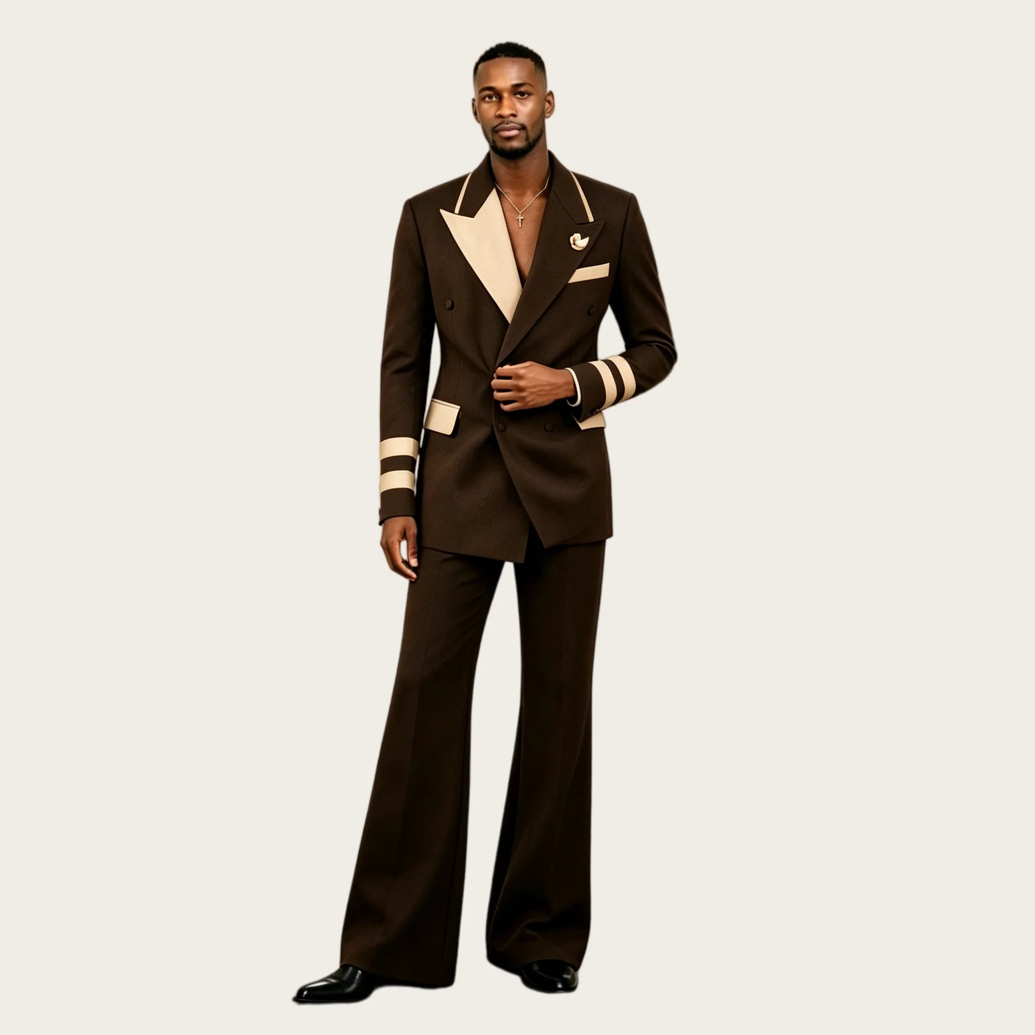 Mophiel Casual Men's Suits with Wide Leg Pants Peaked Lapel Double Breasted Dark Brown Tuxedo Prom Slim Fit Blazer Customized
Mophiel Casual Men's Suits with Wide Leg Pants Peaked Lapel Double Breasted Dark Brown Tuxedo Prom Slim Fit Blazer Customized