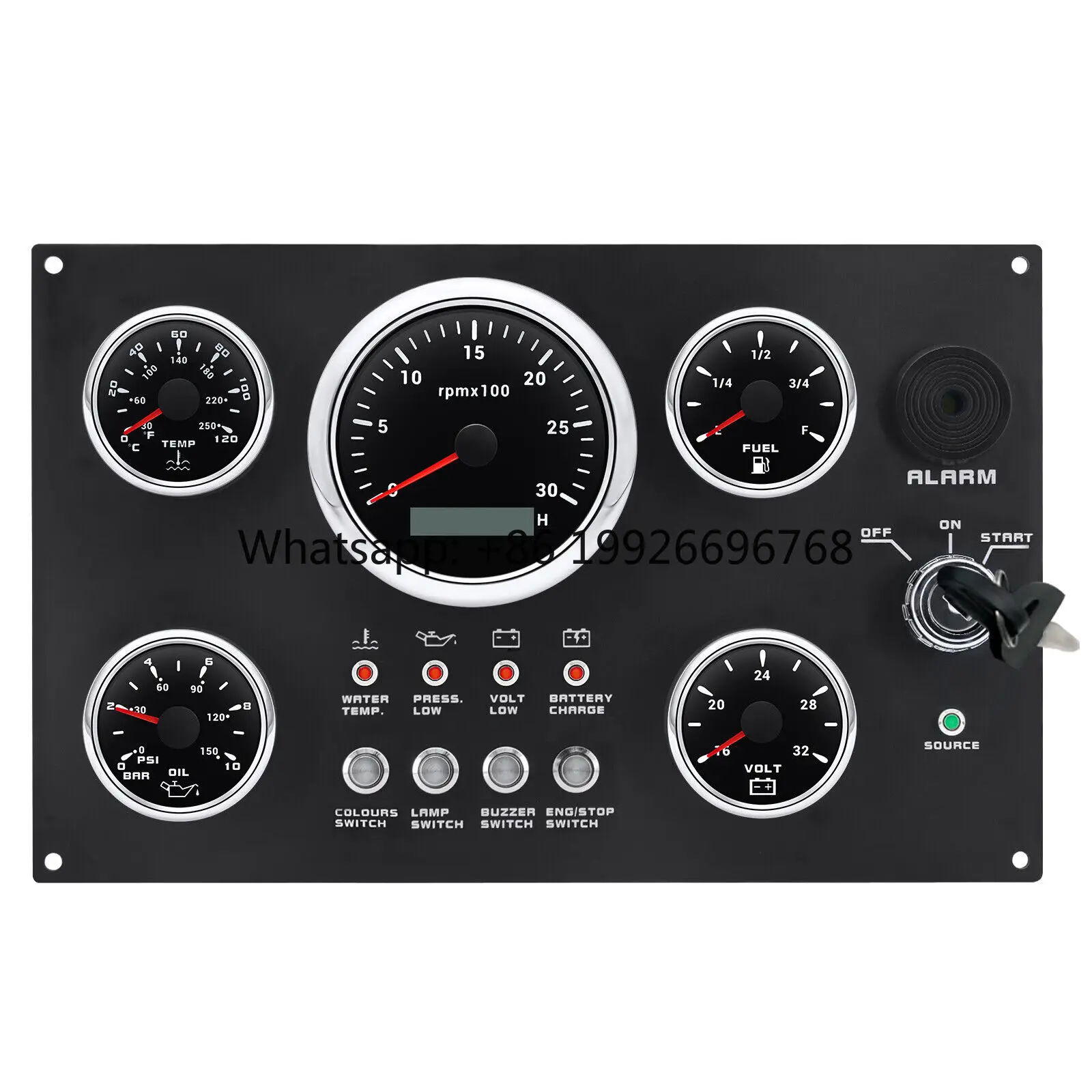Gauge Panel Instrument Gauge With RPM Fuel Level Engine Temperature Oil Pressure Engine Work Hours
Gauge Panel Instrument Gauge With RPM Fuel Level Engine Temperature Oil Pressure Engine Work Hours