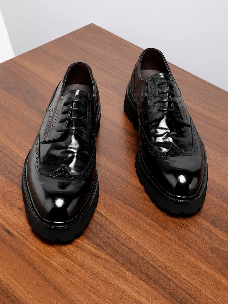 British Style MenOxford Shoes Black Pleat Genuine Leather Brogue Oxford Shoes Chunky Sole Lace-Up Formal Dress Footwear
British Style MenOxford Shoes Black Pleat Genuine Leather Brogue Oxford Shoes Chunky Sole Lace-Up Formal Dress Footwear