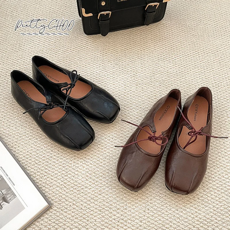 Butterfly-Knot Design Lace-up Flat Mary Jane Shoes Women Vintage Square Toe Soft Sole Ballet Flats Ladies Retro Leather Shoes
Butterfly-Knot Design Lace-up Flat Mary Jane Shoes Women Vintage Square Toe Soft Sole Ballet Flats Ladies Retro Leather Shoes