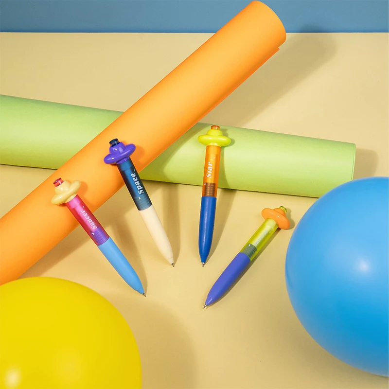 4Pcs/Set Interstellar Saucer Spinning Retractable Gel Pen 0.5mm CS Nib Stress Relief Color Block Black Ink Exam Writing Pen
4Pcs/Set Interstellar Saucer Spinning Retractable Gel Pen 0.5mm CS Nib Stress Relief Color Block Black Ink Exam Writing Pen