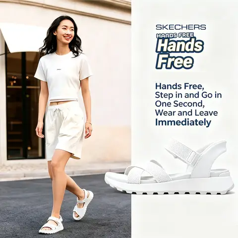 Skechers Sandales pour femmes, chaussures décontractées d'été antidérapantes et confortables pour l'extérieur 111597-WHT