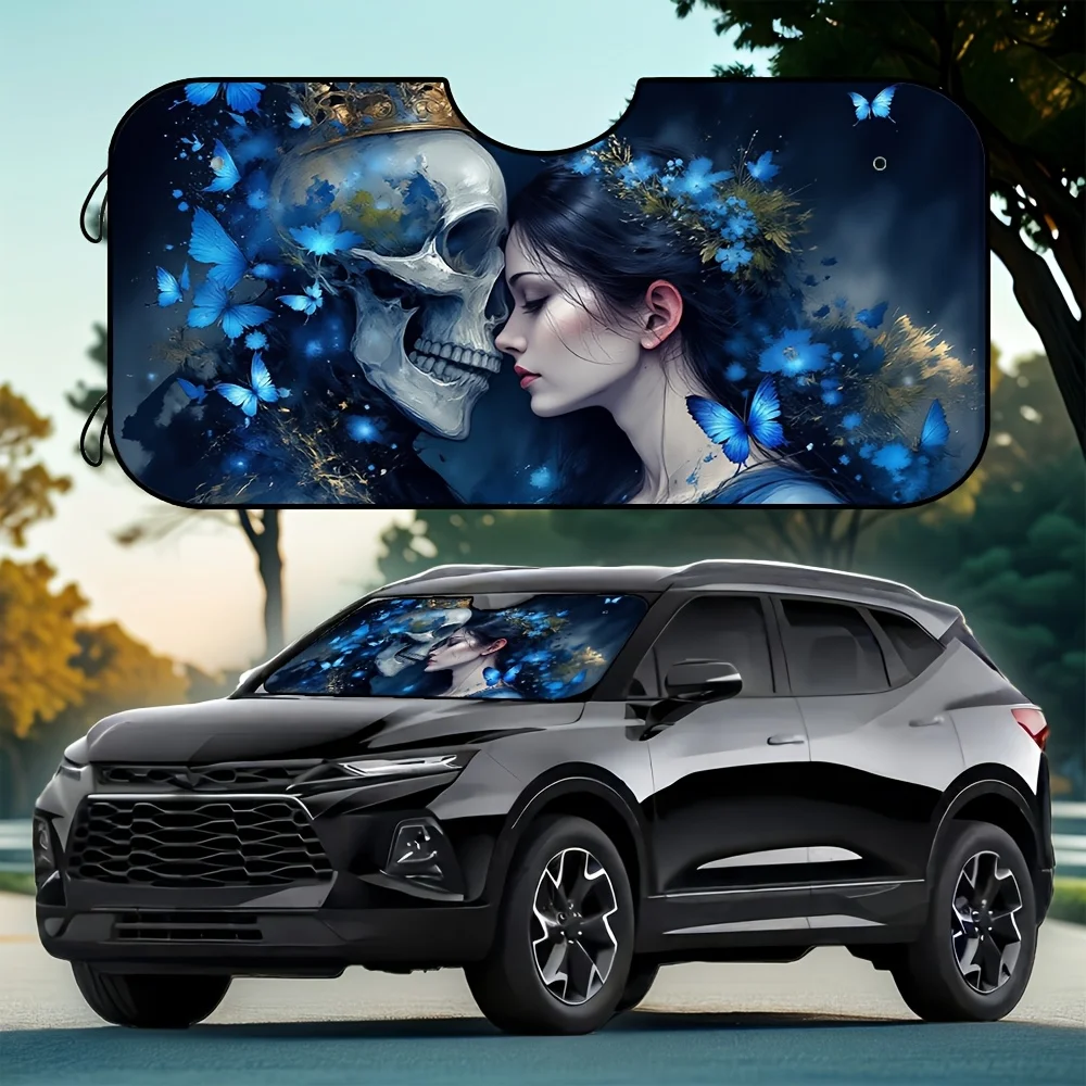 1pc, Watercolor Inspired Style, Foldable UV Protection Skull Kissing Lady Windshield Sun Shade Heat Blocking Cooler Interior Blo
1pc, Watercolor Inspired Style, Foldable UV Protection Skull Kissing Lady Windshield Sun Shade Heat Blocking Cooler Interior Blo