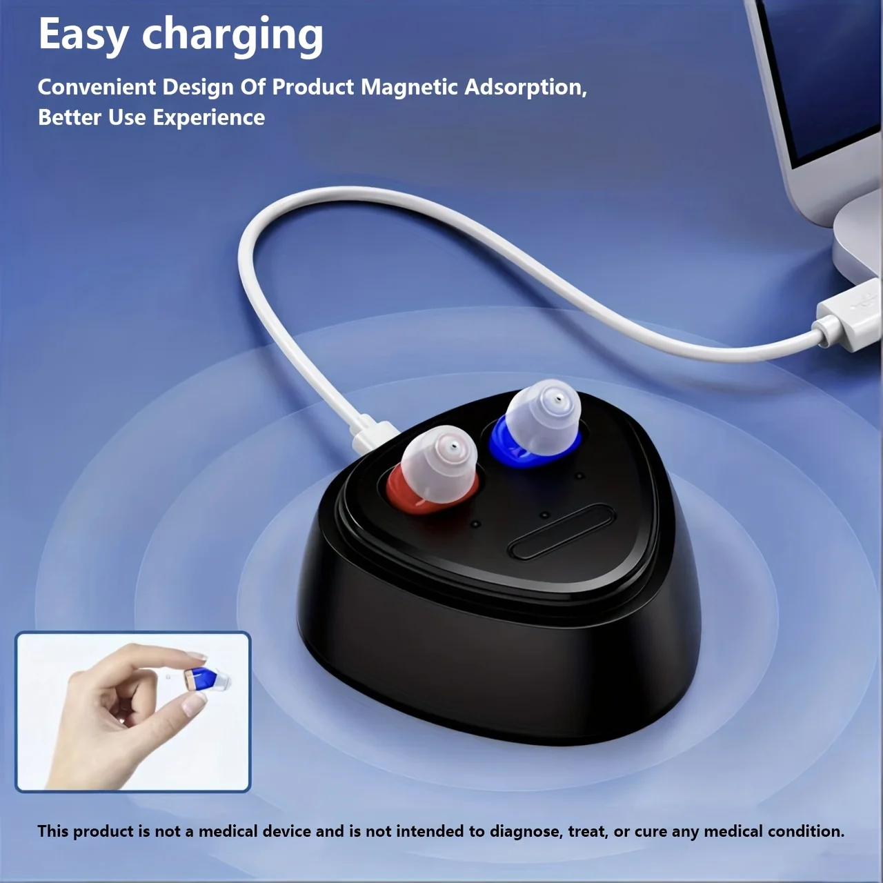 Portable rechargeable hearing Amplifiers Headphones for seniors with magnetic charging and adjustable low noise hearing aids
Portable rechargeable hearing Amplifiers Headphones for seniors with magnetic charging and adjustable low noise hearing aids