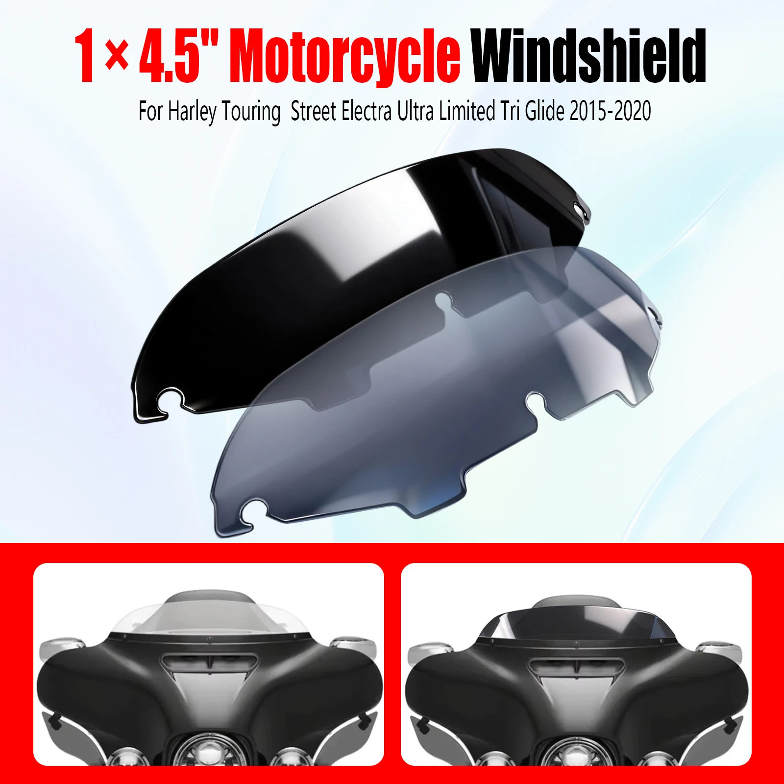 Motorcycle 4.5'' Windshield Windscreen Wind Screen For Harley Touring Street Glide Electra Glide Ultra Limited Tri Glide 96-13
Motorcycle 4.5'' Windshield Windscreen Wind Screen For Harley Touring Street Glide Electra Glide Ultra Limited Tri Glide 96-13