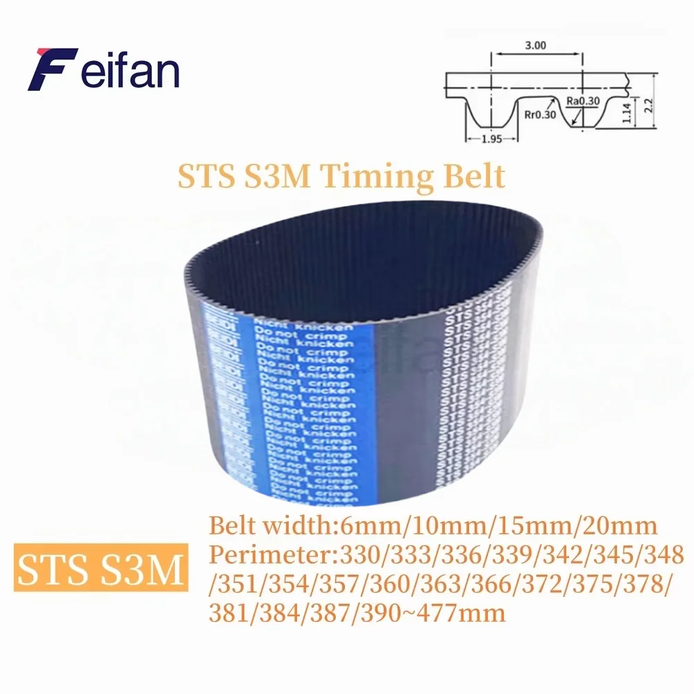 STD S3M Timing belt Lp=330 333 336 339 342 345 348 351 354 357 360 363 366 372 375 378 381 384 387 390 ~477 Width 6-20mm Rubber
STD S3M Timing belt Lp=330 333 336 339 342 345 348 351 354 357 360 363 366 372 375 378 381 384 387 390 ~477 Width 6-20mm Rubber