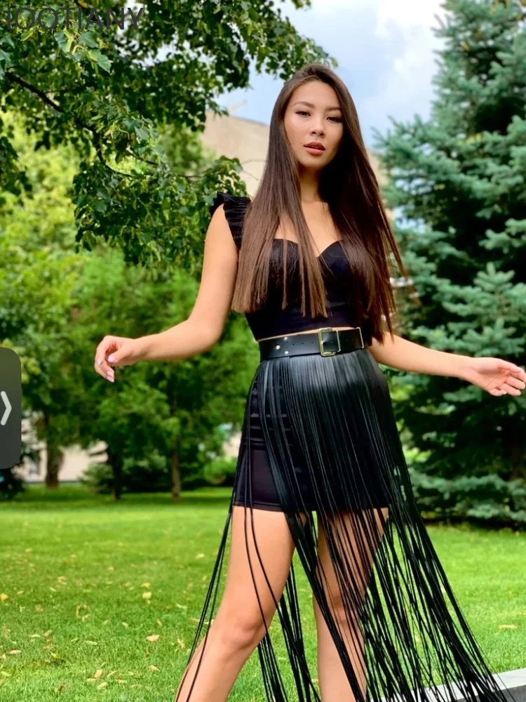 Music Festival New Women Fashion Pu Leather Women Belt Black Tassel Decoration Skirt Nightclub Stage Performance Costume Skirt
Music Festival New Women Fashion Pu Leather Women Belt Black Tassel Decoration Skirt Nightclub Stage Performance Costume Skirt