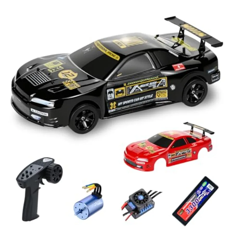 RC car for adults, carbon fiber body, black, 36 MPH high-speed 4WD brushless on-road touring drift car, RTR with LiPo battery 2
RC car for adults, carbon fiber body, black, 36 MPH high-speed 4WD brushless on-road touring drift car, RTR with LiPo battery 2