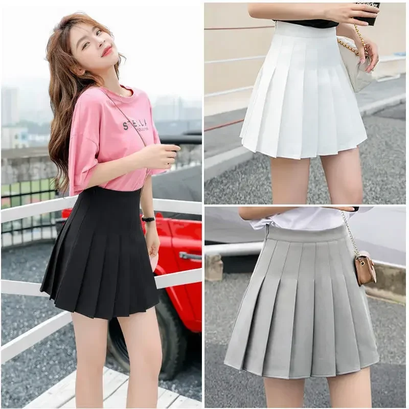 Pleated Skirt Solid Color Skirt High Waist Skirt a Word Woman Skirts Mujer Faldas Saias Mulher
Pleated Skirt Solid Color Skirt High Waist Skirt a Word Woman Skirts Mujer Faldas Saias Mulher