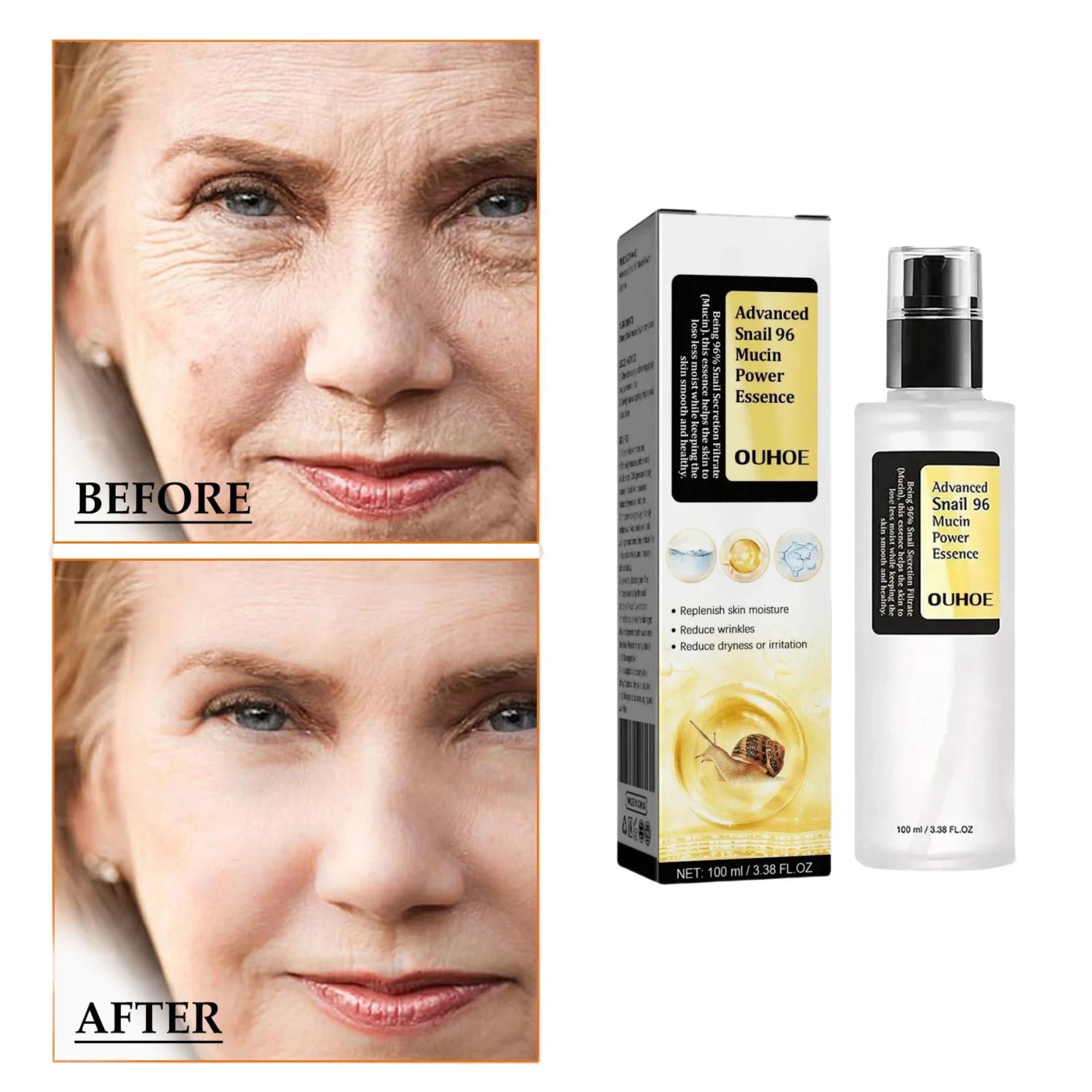 96% Snail Collagen Essence Regenerates Skin Moisturizes Barrier Smoothes Wrinkles Reduces Fine Lines Enhances Skin Elasticity
96% Snail Collagen Essence Regenerates Skin Moisturizes Barrier Smoothes Wrinkles Reduces Fine Lines Enhances Skin Elasticity