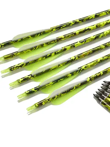 Toparchery 31.5Inch Mixed Carbon Arrows ID 6.2mm Plastic Feather Outdoor Target Hunting and Shooting