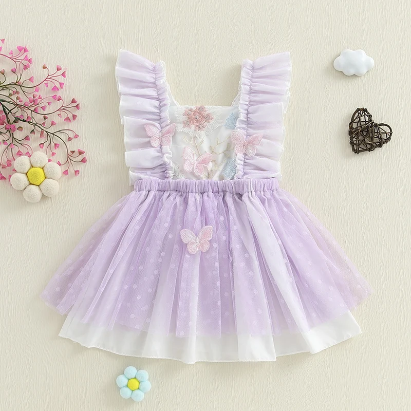 Tregren Newborn Baby Girl Butterfly Embroidery Dress Cute Fly Sleeve Layered Ruffled Tulle Princess Dress Summer Infant Clothes
Tregren Newborn Baby Girl Butterfly Embroidery Dress Cute Fly Sleeve Layered Ruffled Tulle Princess Dress Summer Infant Clothes