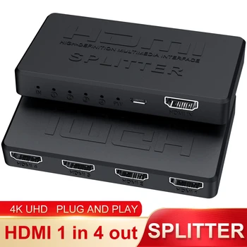 4K 2K HDMI Splitter 1 in 4 out 4x1 HDMI Switch HDMI-compatible Adapter HD 1080P Video Switcher for Xbox PS4 DVD HDTV PC Laptop