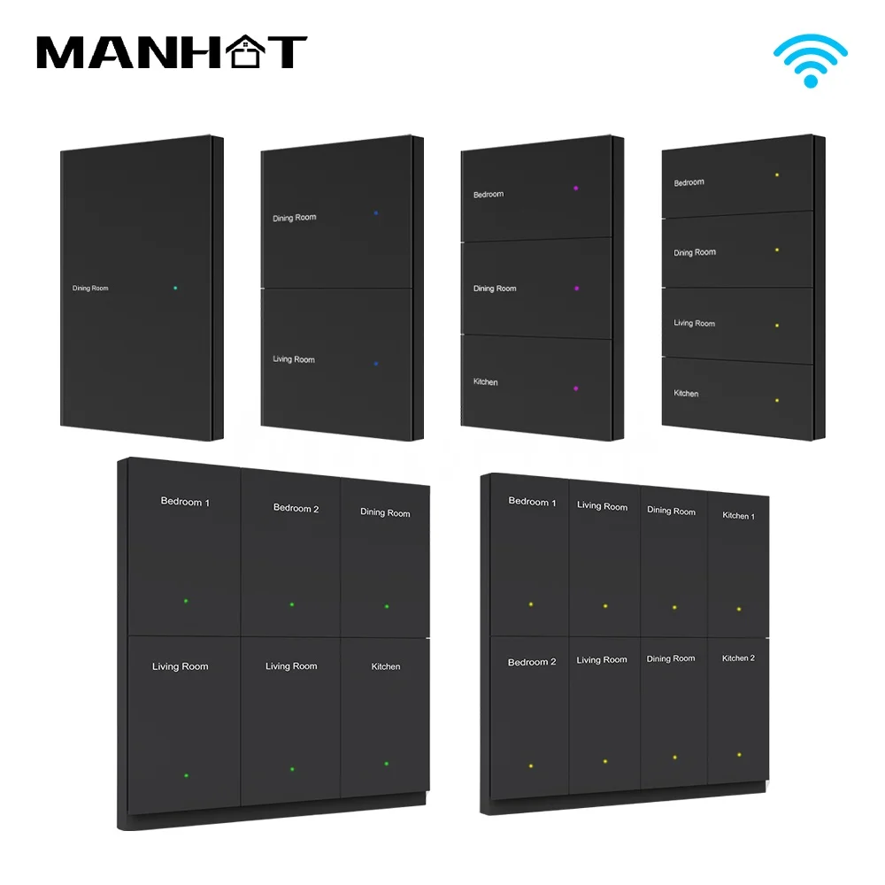 MANHOT Wifi Smart DIY Name Switch Glass Panel 1/2/3/4/6/8 Gang light colour adjustment Push button Smart Life Alexa Google home
MANHOT Wifi Smart DIY Name Switch Glass Panel 1/2/3/4/6/8 Gang light colour adjustment Push button Smart Life Alexa Google home