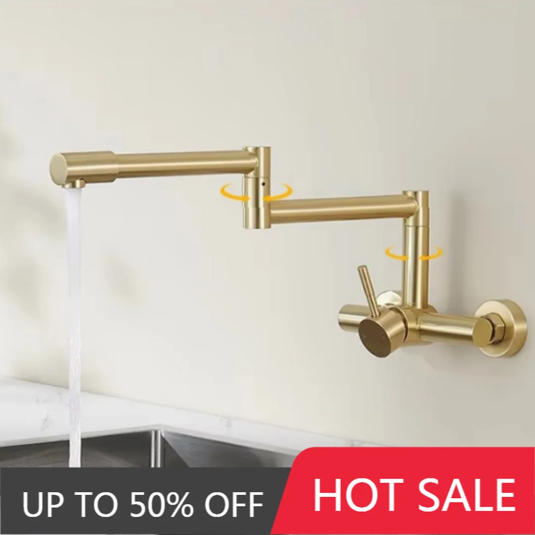 Black Pot Filler Tap Wall Mounted Foldable Kitchen Faucet Hot Cold Brushed Gold Sink Faucet Tap Rotate Folding Spout SUS304
Black Pot Filler Tap Wall Mounted Foldable Kitchen Faucet Hot Cold Brushed Gold Sink Faucet Tap Rotate Folding Spout SUS304