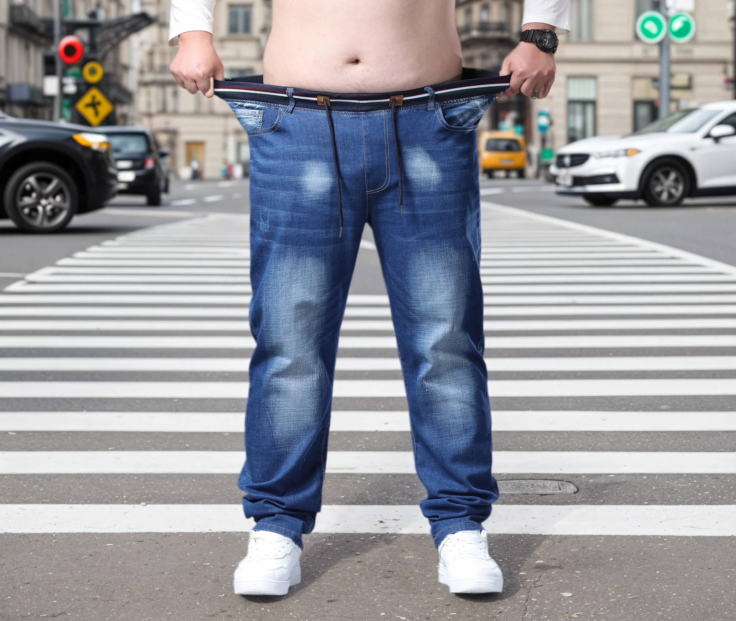 Plus Size +Extra Large Size 2Xl-6Xl with Drawstring Men's Jeans, Stretchy and Slimming, No Ironing Needed, Men's High-End Luxury
Plus Size +Extra Large Size 2Xl-6Xl with Drawstring Men's Jeans, Stretchy and Slimming, No Ironing Needed, Men's High-End Luxury