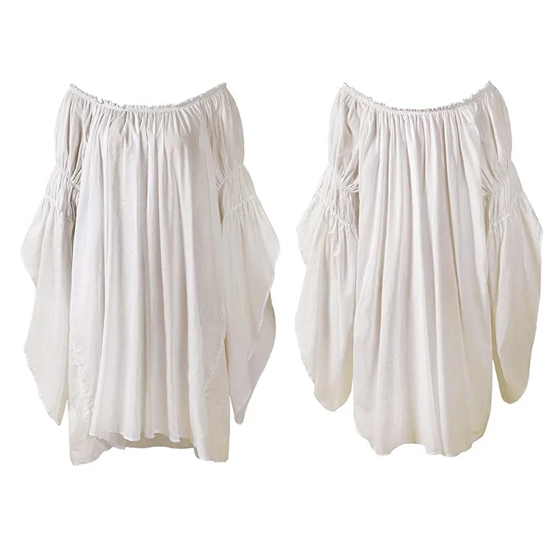 Vintage Medieval Renaissance Blouse Long Flare Ruffled Sleeves Off Shoulder Tunic Top Cosplay Costume Corset Shirt
Vintage Medieval Renaissance Blouse Long Flare Ruffled Sleeves Off Shoulder Tunic Top Cosplay Costume Corset Shirt