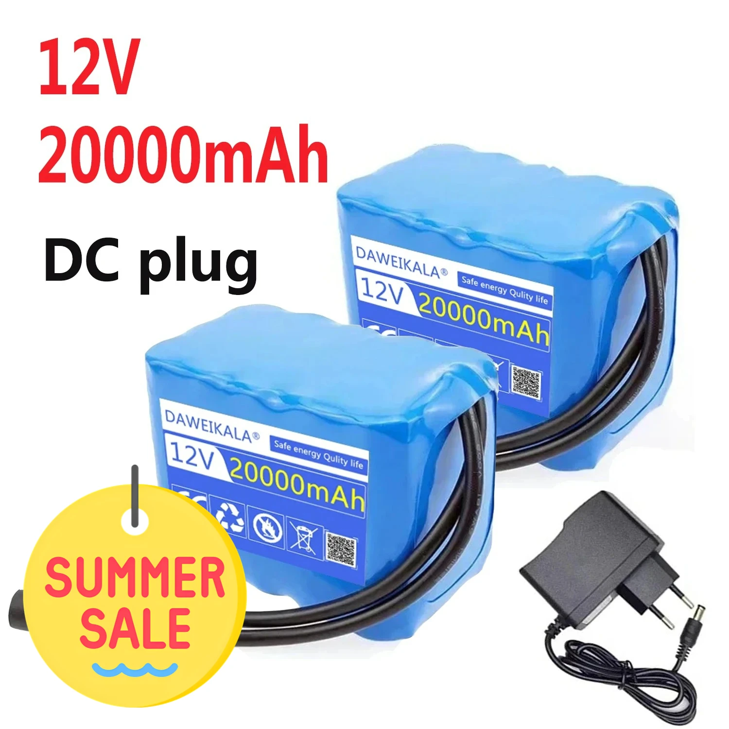 3S5P 12V 20000mah 100% New 18650 lithium ion rechargeable battery pack 12.6v10Ah CCTV Cam Monitor+Charger
3S5P 12V 20000mah 100% New 18650 lithium ion rechargeable battery pack 12.6v10Ah CCTV Cam Monitor+Charger