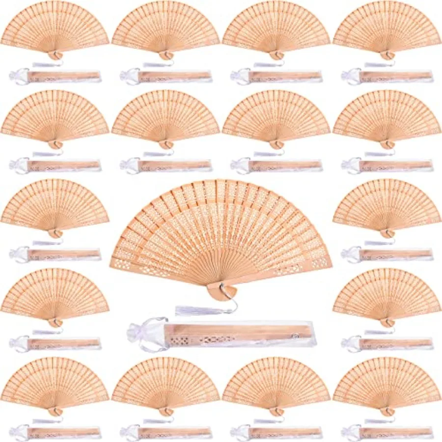 Qunclay 60Pcs Wooden Hand Fans Folding Wedding Fans for Guest Chinese Hollow Pattern with White Tassel and Gift Bag for Wedding
Qunclay 60Pcs Wooden Hand Fans Folding Wedding Fans for Guest Chinese Hollow Pattern with White Tassel and Gift Bag for Wedding