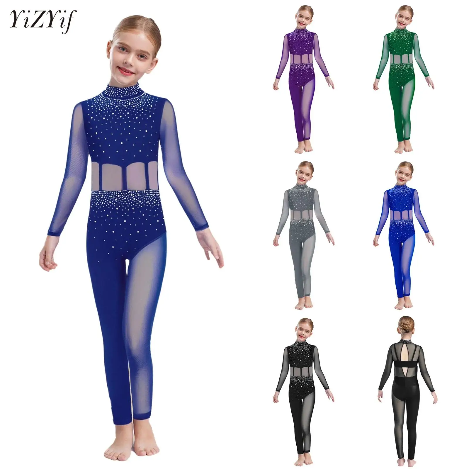 Girls Artistic Gymnastics Jumpsuits Ballet One-piece Suit Child Long Sleeve Rhinestone Unitard Figure Skating Bodysuit Dancewear 
Girls Artistic Gymnastics Jumpsuits Ballet One-piece Suit Child Long Sleeve Rhinestone Unitard Figure Skating Bodysuit Dancewear