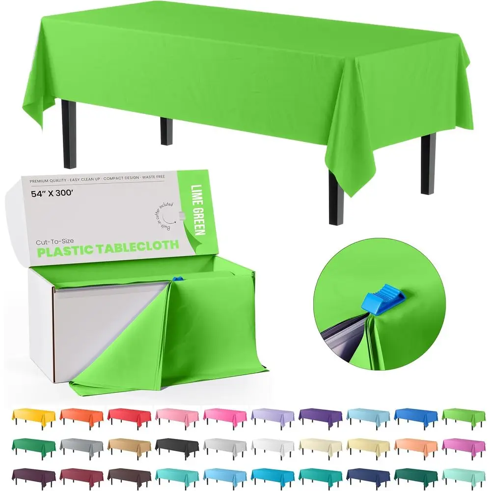 Exquisite Lime Green Plastic 54x300in Tablecloth Roll, Heavy Duty Disposable, Waterproo, Built-in Cutter, 36 RecTable Covers, Al
Exquisite Lime Green Plastic 54x300in Tablecloth Roll, Heavy Duty Disposable, Waterproo, Built-in Cutter, 36 RecTable Covers, Al
