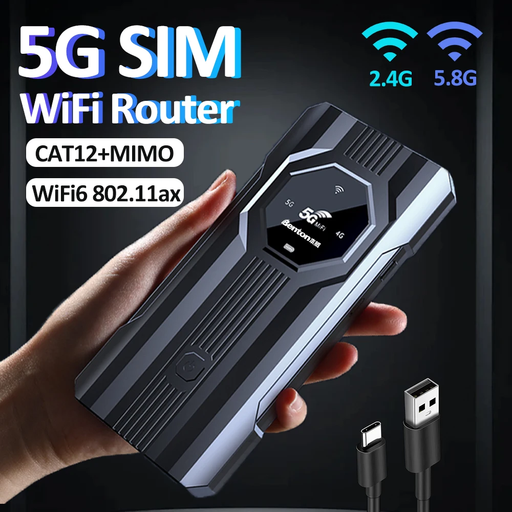 Benton Unlock 5G Portable WiFi 4G 4G+ 5G Mobile Router Dual Band WiFi Pocket Router WiFi6 CAT12 USB 5G Router with SIM Card Slot
Benton Unlock 5G Portable WiFi 4G 4G+ 5G Mobile Router Dual Band WiFi Pocket Router WiFi6 CAT12 USB 5G Router with SIM Card Slot